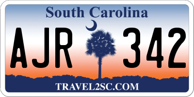 SC license plate AJR342