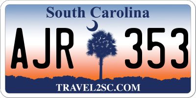 SC license plate AJR353