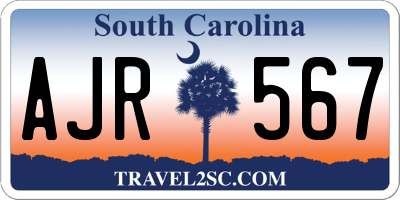 SC license plate AJR567