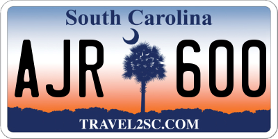 SC license plate AJR600