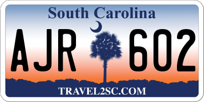 SC license plate AJR602