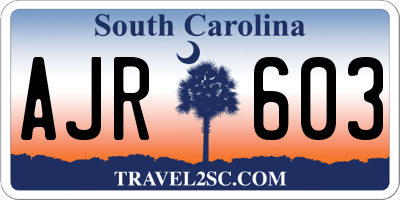 SC license plate AJR603