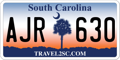 SC license plate AJR630