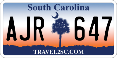 SC license plate AJR647