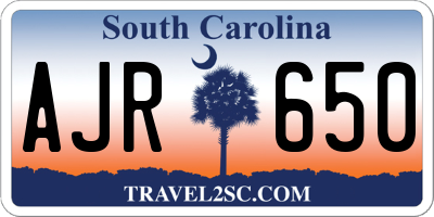 SC license plate AJR650