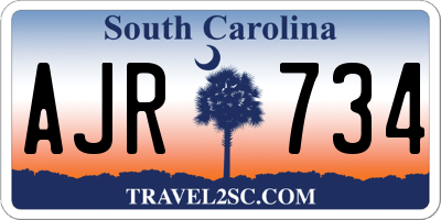 SC license plate AJR734
