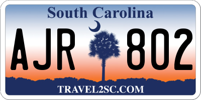 SC license plate AJR802