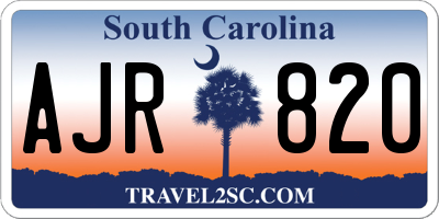 SC license plate AJR820