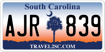 SC license plate AJR839