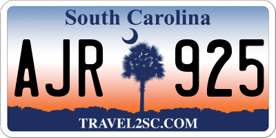 SC license plate AJR925