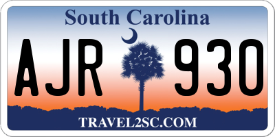 SC license plate AJR930