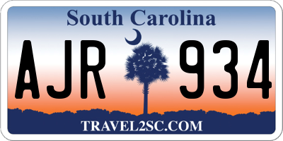 SC license plate AJR934