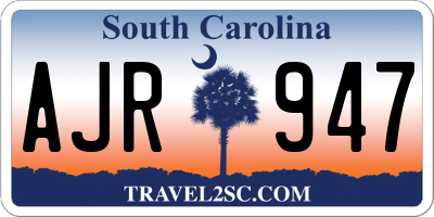 SC license plate AJR947