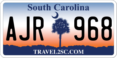 SC license plate AJR968