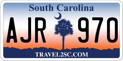 SC license plate AJR970