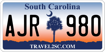 SC license plate AJR980