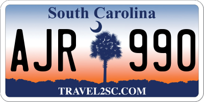 SC license plate AJR990