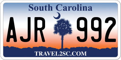 SC license plate AJR992