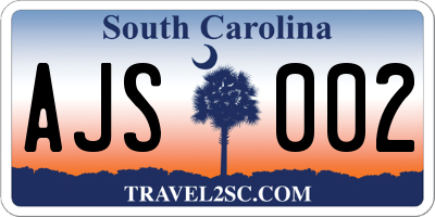 SC license plate AJS002