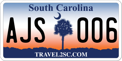 SC license plate AJS006