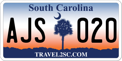 SC license plate AJS020