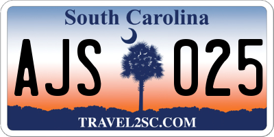 SC license plate AJS025