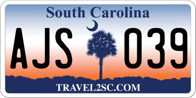 SC license plate AJS039