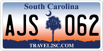 SC license plate AJS062