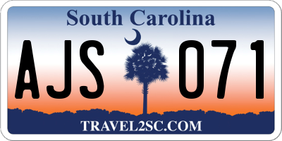 SC license plate AJS071