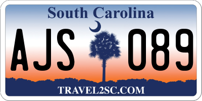 SC license plate AJS089