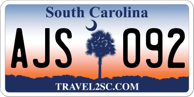 SC license plate AJS092