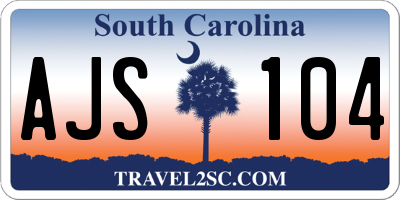 SC license plate AJS104