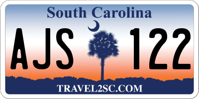 SC license plate AJS122