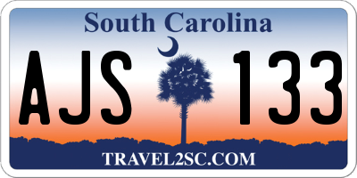 SC license plate AJS133