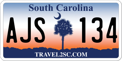 SC license plate AJS134