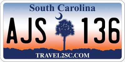 SC license plate AJS136