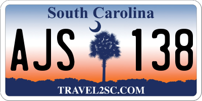 SC license plate AJS138