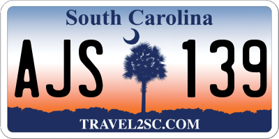 SC license plate AJS139