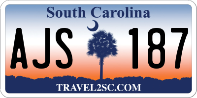 SC license plate AJS187