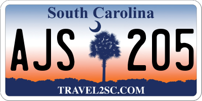 SC license plate AJS205
