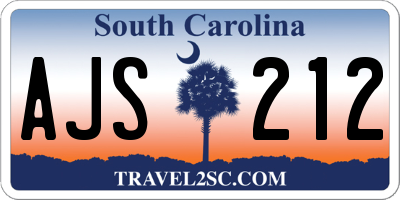 SC license plate AJS212