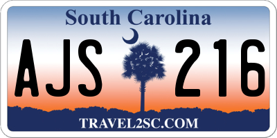 SC license plate AJS216