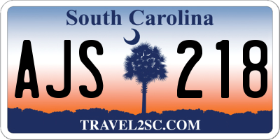 SC license plate AJS218