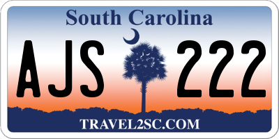 SC license plate AJS222