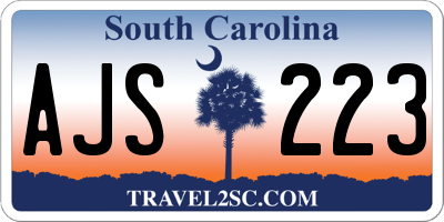 SC license plate AJS223