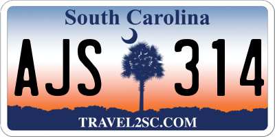 SC license plate AJS314