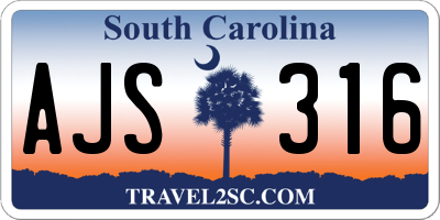 SC license plate AJS316