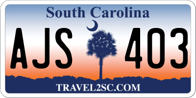 SC license plate AJS403