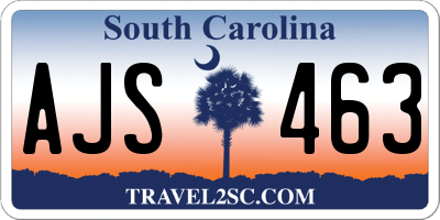 SC license plate AJS463
