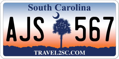 SC license plate AJS567
